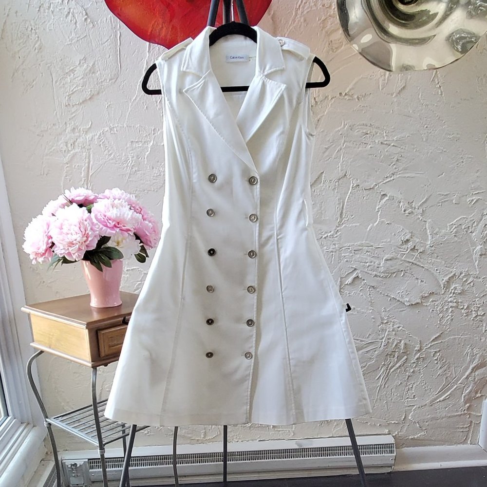 Calvin Klein Trench Dress in White